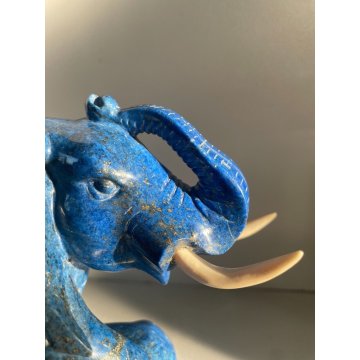 RARA SCULTURA ELEFANTE PIETRA BLU ORO LAPISLAZZULO  1,5 KG COLLEZIONE '900