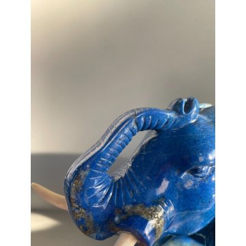 RARA SCULTURA ELEFANTE PIETRA BLU ORO LAPISLAZZULO  1,5 KG COLLEZIONE '900