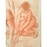 ANTICO QUADRO SANGUIGNA VINCENZO NICOLETTI NUDO DONNA NUDI DIPINTO EPOCA 1932