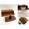 CALAMAIO VINTAGE SCATOLA LEGNO BICCHIERE e TAMPONE ASSORBENTE per INCHIOSTRO '40