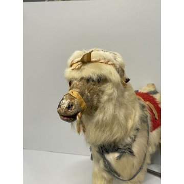 ANTICO GIOCO CAPRA EPOCA '900 OLD TOYS GOAT H 32 CM GIOCATTOLO PELO ROTELLE