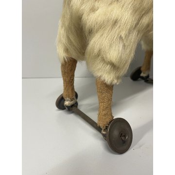 ANTICO GIOCO CAPRA EPOCA '900 OLD TOYS GOAT H 32 CM GIOCATTOLO PELO ROTELLE