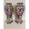COPPIA VASI RUBBOLI GUALDO TADINO VASE EPOCA '800 TERRACOTTA SMALTATA scu LUSTRO