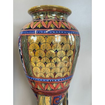 COPPIA VASI RUBBOLI GUALDO TADINO VASE EPOCA '800 TERRACOTTA SMALTATA scu LUSTRO