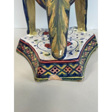 COPPIA VASI RUBBOLI GUALDO TADINO VASE EPOCA '800 TERRACOTTA SMALTATA scu LUSTRO