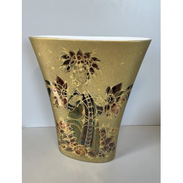 VASO a TASCA CERAMICA DESIGN Bjørn Wiinblad ROSENTHAL FLOWER VASE ROSSO ORO '70