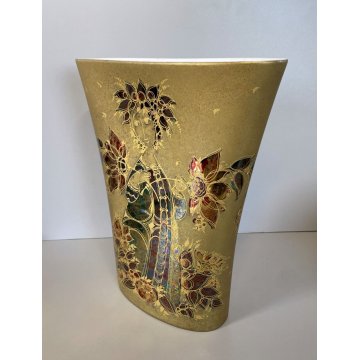 VASO a TASCA CERAMICA DESIGN Bjørn Wiinblad ROSENTHAL FLOWER VASE ROSSO ORO '70