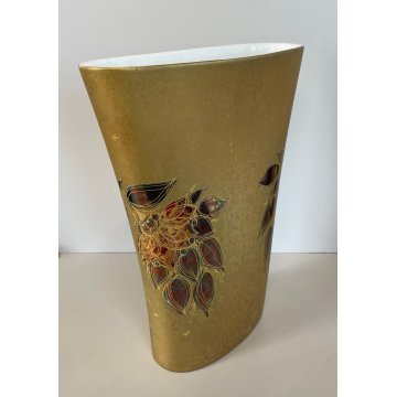 VASO a TASCA CERAMICA DESIGN Bjørn Wiinblad ROSENTHAL FLOWER VASE ROSSO ORO '70