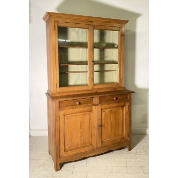 ANTICA CREDENZA BUFFET 2 CASSETTI 4 ANTE PRIMI 900 LEGNO ABETE VETRINA DISPENSA