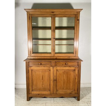 ANTICA CREDENZA BUFFET 2 CASSETTI 4 ANTE PRIMI 900 LEGNO ABETE VETRINA DISPENSA