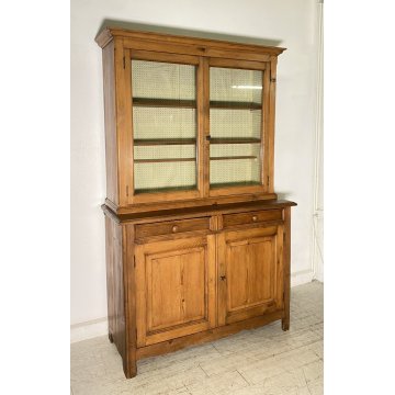 ANTICA CREDENZA BUFFET 2 CASSETTI 4 ANTE PRIMI 900 LEGNO ABETE VETRINA DISPENSA