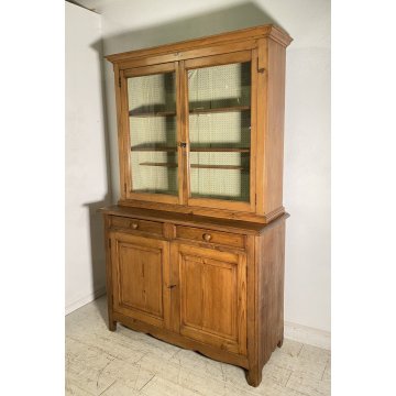 ANTICA CREDENZA BUFFET 2 CASSETTI 4 ANTE PRIMI 900 LEGNO ABETE VETRINA DISPENSA