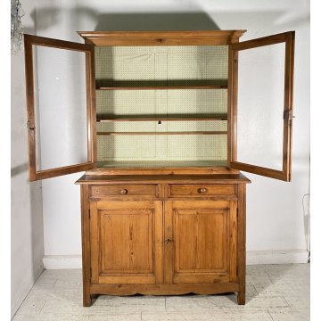 ANTICA CREDENZA BUFFET 2 CASSETTI 4 ANTE PRIMI 900 LEGNO ABETE VETRINA DISPENSA