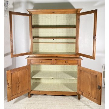 ANTICA CREDENZA BUFFET 2 CASSETTI 4 ANTE PRIMI 900 LEGNO ABETE VETRINA DISPENSA