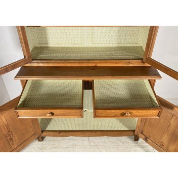 ANTICA CREDENZA BUFFET 2 CASSETTI 4 ANTE PRIMI 900 LEGNO ABETE VETRINA DISPENSA