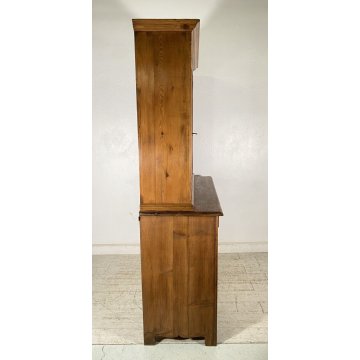 ANTICA CREDENZA BUFFET 2 CASSETTI 4 ANTE PRIMI 900 LEGNO ABETE VETRINA DISPENSA