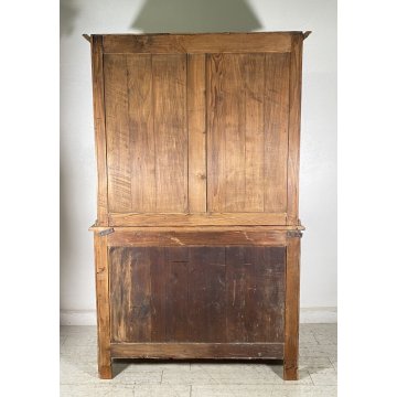 ANTICA CREDENZA BUFFET 2 CASSETTI 4 ANTE PRIMI 900 LEGNO ABETE VETRINA DISPENSA