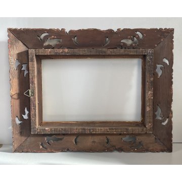 ANTICA CORNICE DORATA BAROCCO LEGNO SCOLPITO 43 cm x 33 cm EPOCA '900 quadro old