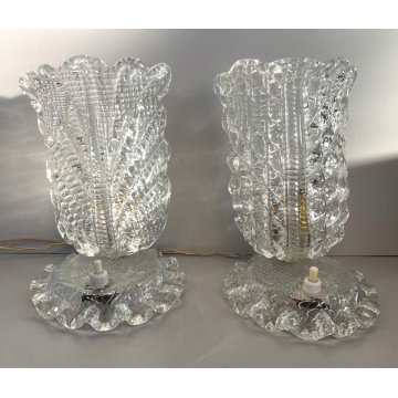 COPPIA ABAT JOUR BAROVIER VETRO MURANO ANNI 30 ITALIA ART DECO LAMPADA COMODINO