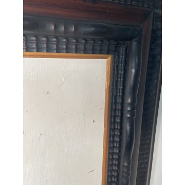 ANTICA CORNICE Guilloché LEGNO SCOLPITO EBANIZZATO 83 cm x 64 cm EPOCA '900