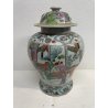 GRANDE VASO CINESE PORCELLANA DECORO POLICROMO FAMILLE ROSE h 41 cm '900 FIGURE