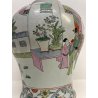GRANDE VASO CINESE PORCELLANA DECORO POLICROMO FAMILLE ROSE h 41 cm '900 FIGURE