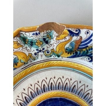 LOTTO 3 PIATTO PARETE MAIOLICA Deruta "Ex Animo" DECORO DAMA CAVALIERE ø 24,5 cm