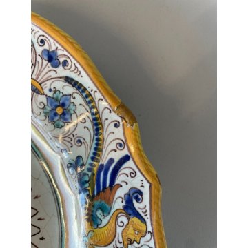 LOTTO 3 PIATTO PARETE MAIOLICA Deruta "Ex Animo" DECORO DAMA CAVALIERE ø 24,5 cm