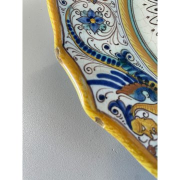 LOTTO 3 PIATTO PARETE MAIOLICA Deruta "Ex Animo" DECORO DAMA CAVALIERE ø 24,5 cm