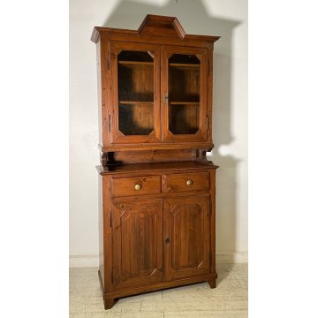 ANTICA CREDENZA BUFFET 2 CASSETTI 4 ANTE PRIMI 900 LEGNO VETRINA DISPENSA