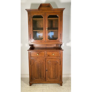 ANTICA CREDENZA BUFFET 2 CASSETTI 4 ANTE PRIMI 900 LEGNO VETRINA DISPENSA