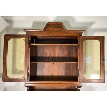 ANTICA CREDENZA BUFFET 2 CASSETTI 4 ANTE PRIMI 900 LEGNO VETRINA DISPENSA