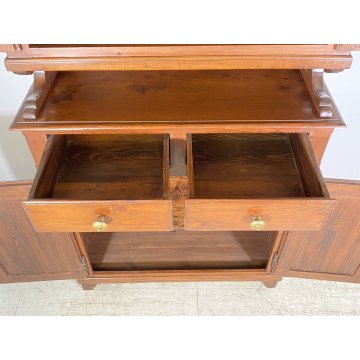 ANTICA CREDENZA BUFFET 2 CASSETTI 4 ANTE PRIMI 900 LEGNO VETRINA DISPENSA