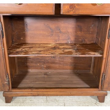 ANTICA CREDENZA BUFFET 2 CASSETTI 4 ANTE PRIMI 900 LEGNO VETRINA DISPENSA