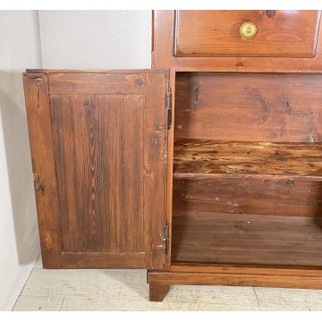 ANTICA CREDENZA BUFFET 2 CASSETTI 4 ANTE PRIMI 900 LEGNO VETRINA DISPENSA