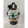 GARGOULETTE CARAFFA TERRACOTTA SMALTO POLICROMO DECORO AROGRAFO EPOCA'900
