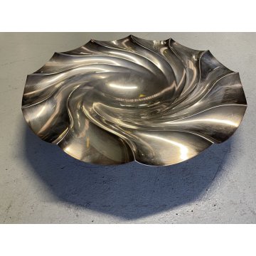 BOWL VASSOIO CENTROTAVOLA PIEDINI SFERA METALLO ARGENTATO ø 45cm DESIGN '900