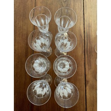 SET 8 FLUTE CRISTALLO MOLATO BOEMIA VINTAGE BOHEMIAN CRYSTAL GLASS ø 7 x 20,5 cm