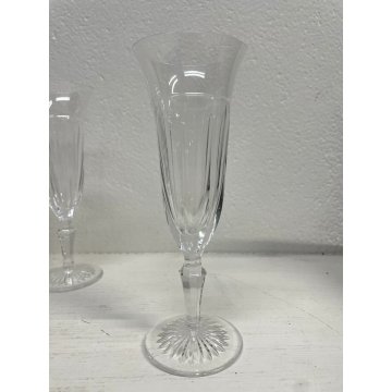 SET 8 FLUTE CRISTALLO MOLATO BOEMIA VINTAGE BOHEMIAN CRYSTAL GLASS ø 7 x 20,5 cm