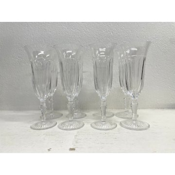 SET 8 FLUTE CRISTALLO MOLATO BOEMIA VINTAGE BOHEMIAN CRYSTAL GLASS ø 7 x 20,5 cm