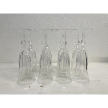 SET 8 FLUTE CRISTALLO MOLATO BOEMIA VINTAGE BOHEMIAN CRYSTAL GLASS ø 7 x 20,5 cm