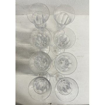 SET 8 FLUTE CRISTALLO MOLATO BOEMIA VINTAGE BOHEMIAN CRYSTAL GLASS ø 7 x 20,5 cm