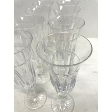 SET 8 FLUTE CRISTALLO MOLATO BOEMIA VINTAGE BOHEMIAN CRYSTAL GLASS ø 7 x 20,5 cm