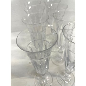 SET 8 FLUTE CRISTALLO MOLATO BOEMIA VINTAGE BOHEMIAN CRYSTAL GLASS ø 7 x 20,5 cm