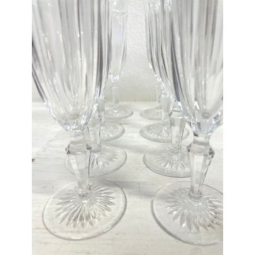 SET 8 FLUTE CRISTALLO MOLATO BOEMIA VINTAGE BOHEMIAN CRYSTAL GLASS ø 7 x 20,5 cm