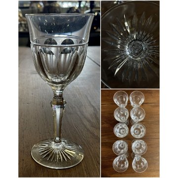 SET 10 CALICE ACQUA CRISTALLO MOLATO BOHEMIAN VINTAGE CRYSTAL GLASS ø 8,2x18 cm