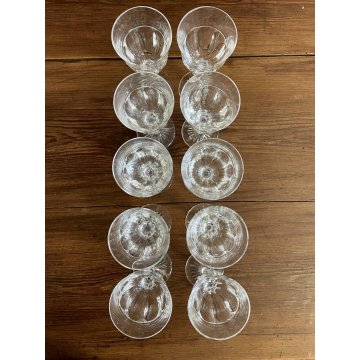 SET 10 CALICE ACQUA CRISTALLO MOLATO BOHEMIAN VINTAGE CRYSTAL GLASS ø 8,2x18 cm