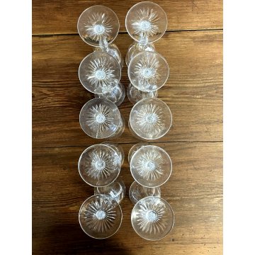 SET 10 CALICE ACQUA CRISTALLO MOLATO BOHEMIAN VINTAGE CRYSTAL GLASS ø 8,2x18 cm