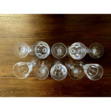 SET 10 CALICE ACQUA CRISTALLO MOLATO BOHEMIAN VINTAGE CRYSTAL GLASS ø 8,2x18 cm