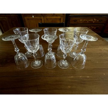 SET 10 CALICE ACQUA CRISTALLO MOLATO BOHEMIAN VINTAGE CRYSTAL GLASS ø 8,2x18 cm